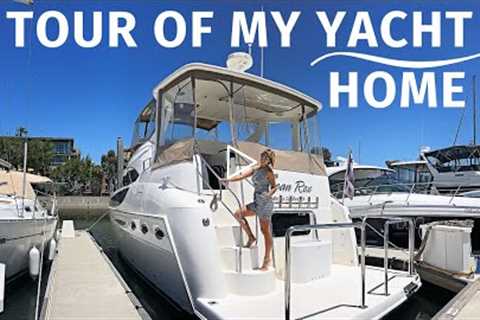 YACHT TOUR of MY LIVEABOARD HOME / Meridian AFT CABIN Motor Yacht WALKTHROUGH with SPECS &..