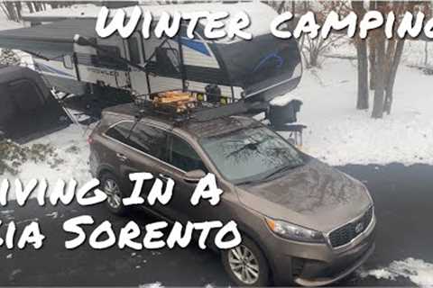 Winter Snow Camping In The Mountains / Living In A Kia Sorento