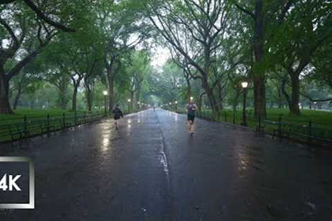 Walking in the Rain, Central Park New York, Binaural Rain Umbrella and Nature Sounds for Sleep