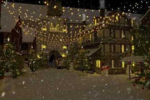 The Snowy Christmas Village Scenery | Snow Falling Sound 8 Hours