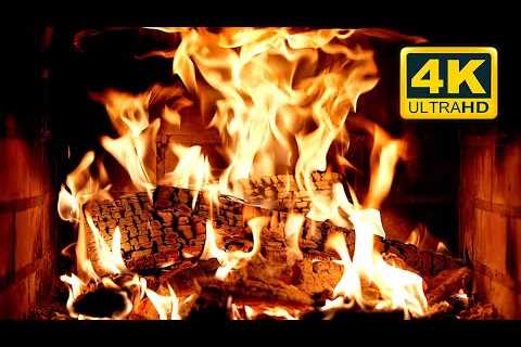 🔥 Cozy Fireplace 4K (12 HOURS). Fire Background with Crackling Fire Sounds. Fireplace Burning 4K