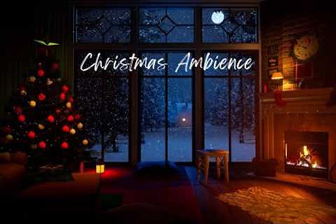 Christmas Cozy Room Ambience : Christmas Relaxing Music | Winter Snow Fireplace Music Instrumental