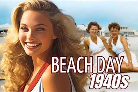 1940s USA - Real Photos of Days At The Beach - Colorized