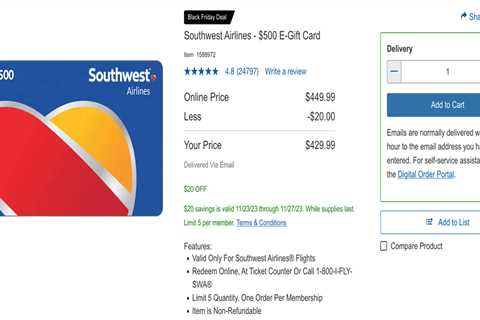 Save Big on Southwest Flights with This Black Friday Costco Deal