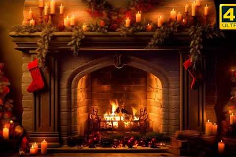 Christmas Fireplace 4K 🔥  Burning Fireplace & Crackling Fire Sounds (NO Music)