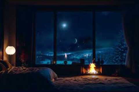 🔴Relaxing Blizzard with Fireplace Crackling winter ambience  Winter wonderland overcome all stres